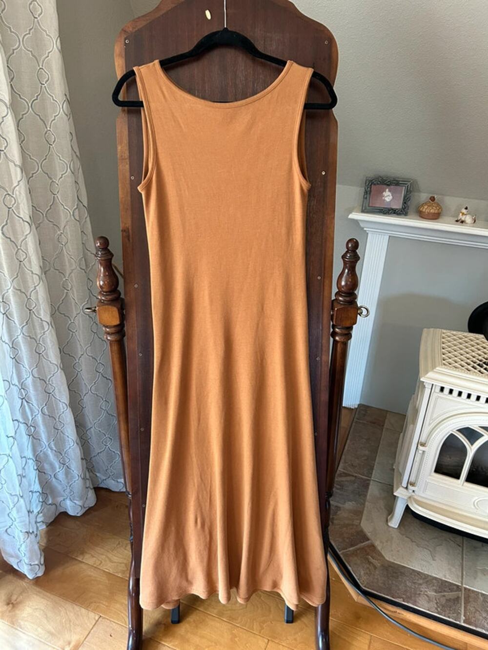Indigenousw Organic Pima Cotton midi dress brown red dirt color size small